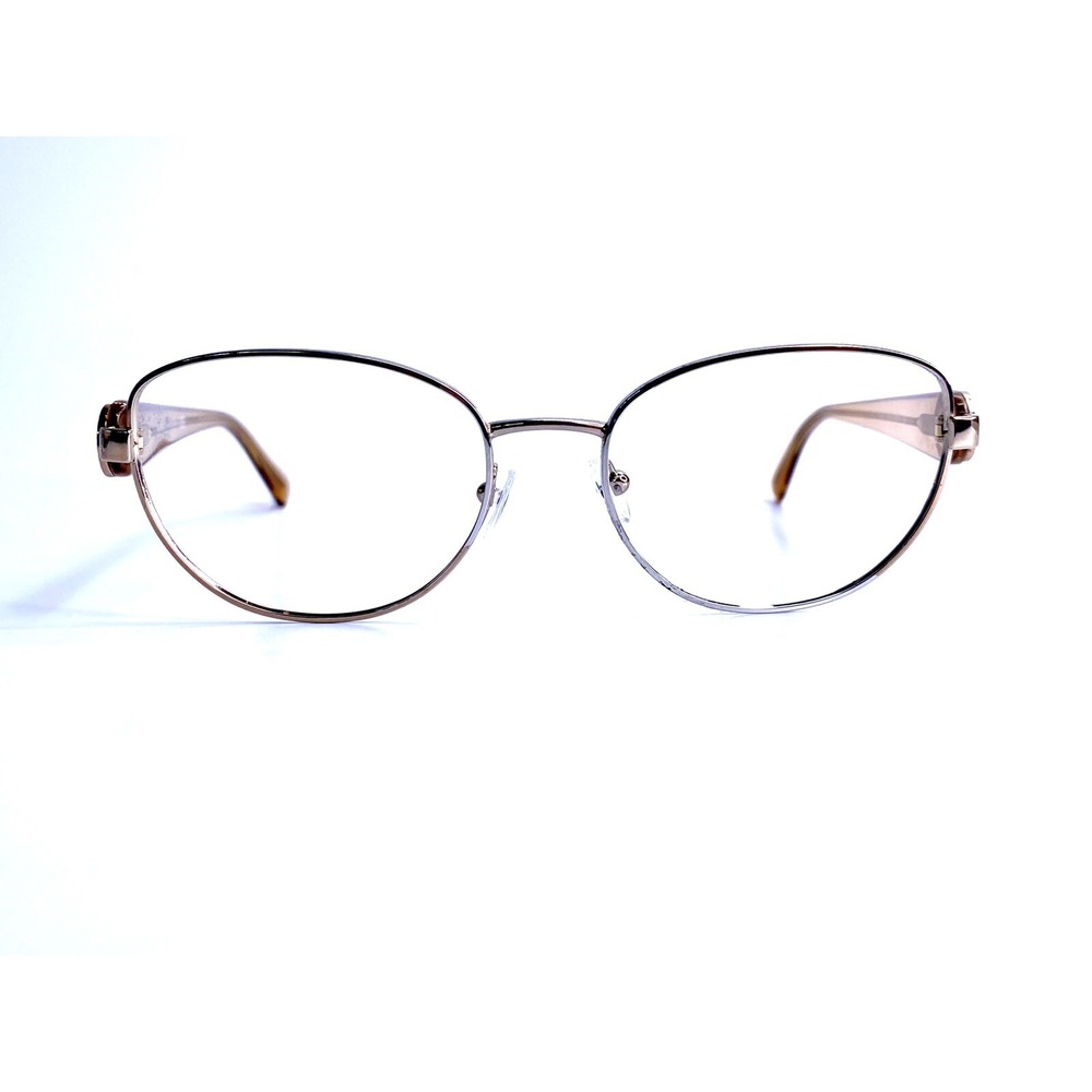 Versace Gold Cat Eye Glasses Frames Tan Beige Medusa Rhinestone Italy MOD 1246B